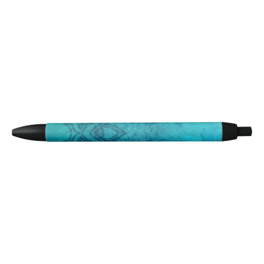 Blauw getextureerde Lotus Zwarte Inkt Pen (Voorkant)
