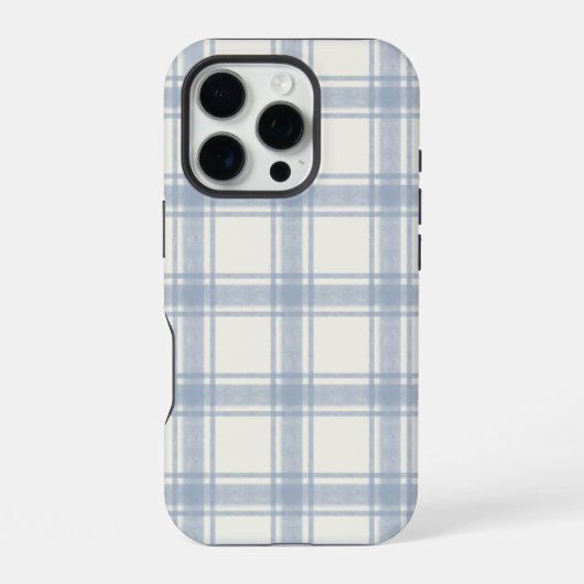 Blauw getextureerde preppy plaid telefoonhoesje iPhone hoesje (Achterkant)