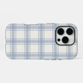 Blauw getextureerde preppy plaid telefoonhoesje iPhone hoesje (Achterkant horizontaal)