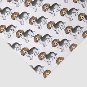 Blauw Getikte Beagle Mopshond Tekeningpatroon Tissuepapier (Detail)