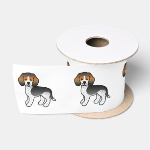 Blauw Getikte Beagle Schattige Cartoon Hond Satijnen Lint