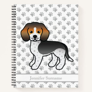Blauw Getikte Beagle Schattige Cartoon Hond & Teks Notitieboek