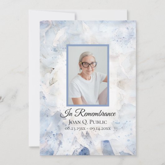 Blauw getint anjer dood Jubileum Memorial Kaart (Voorkant)