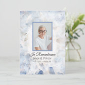 Blauw getinte anjer begrafenisdienst programmakaart (Staand voorkant)