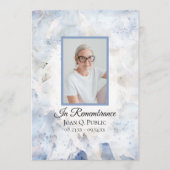 Blauw getinte anjer begrafenisdienst programmakaart (Voorkant)