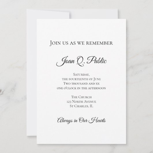 Blauw getinte anjer viering van het leven begrafen kaart (Achterkant)