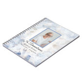 Blauw getinte anjer viering van het leven begrafen notitieboek (Linkerzijde)