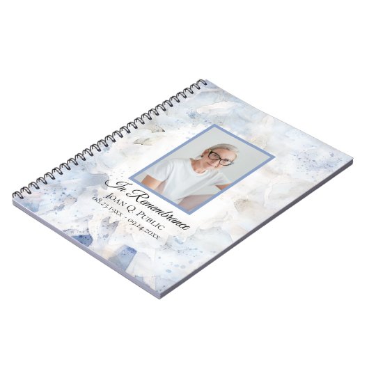 Blauw getinte anjer viering van het leven begrafen notitieboek (Linkerzijde)