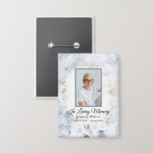 Blauw getinte anjer Waterverf begrafenismonument Button (Voorkant / Achterkant)