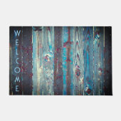 Blauw getinte latten deurmat (Voorkant)