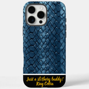 Blauw getinte levendige snake skin art iPhone 16 pro max hoesje