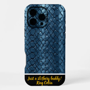 Blauw getinte levendige snake skin art iPhone 16 pro max hoesje