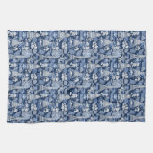 Blauw getinte Parijse Eiffeltoren Toile Theedoek (Horizontaal)