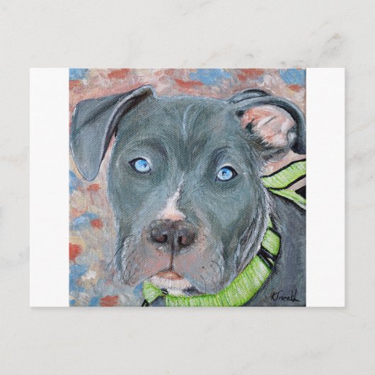 Blauw-geverfd puppy Painting Briefkaart (Voorkant)