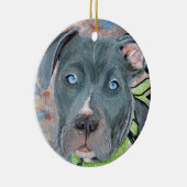 Blauw-geverfd puppy Painting Keramisch Ornament (Rechts)