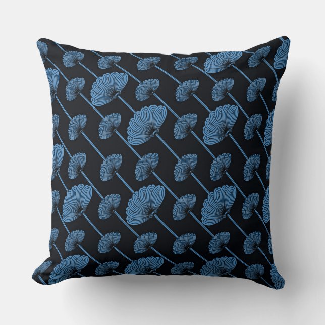 Blauw gevesdroogd Sierkussen flespatroon (Voorkant)