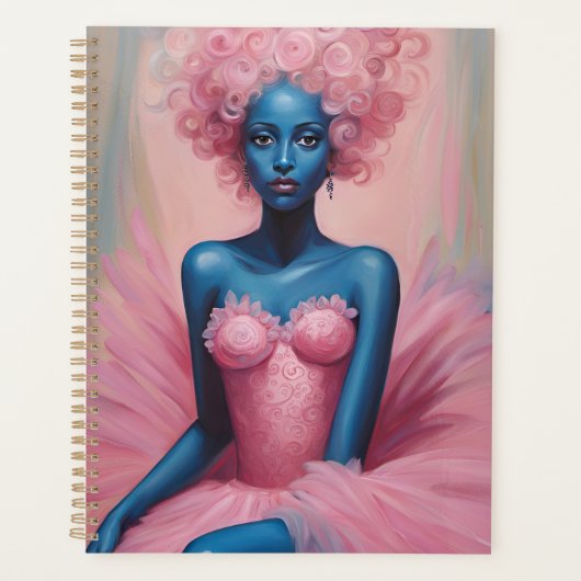 Blauw Gevilde Ballerina in Roze Tutu Planner (Voorkant)