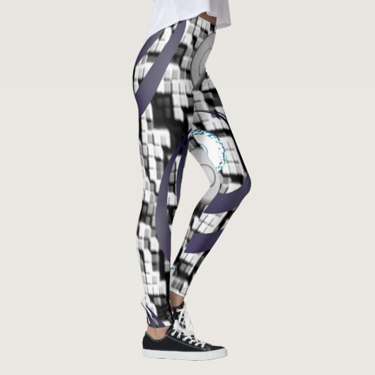 blauw gevlekt witte leggings tiener (Rechts)