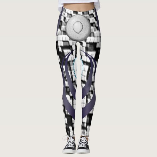 blauw gevlekt witte leggings tiener (Voorkant)