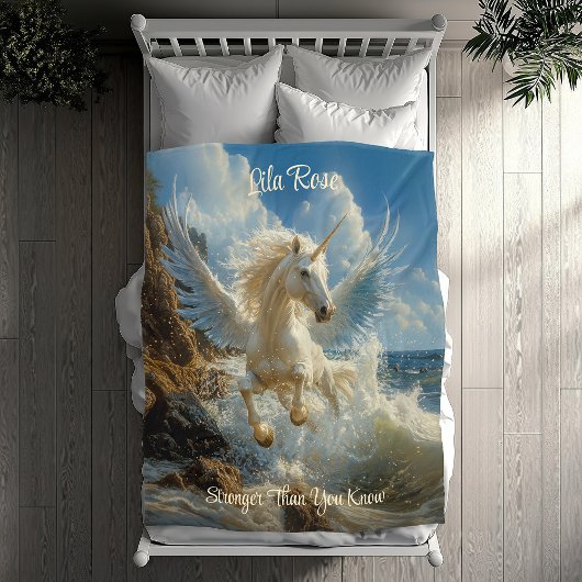 Blauw Gevleugeld Eenhoorn Fantasy Nautische Fantas Fleece Deken