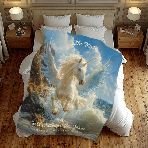 Blauw Gevleugeld Eenhoorn Fantasy Nautische Fantas Fleece Deken