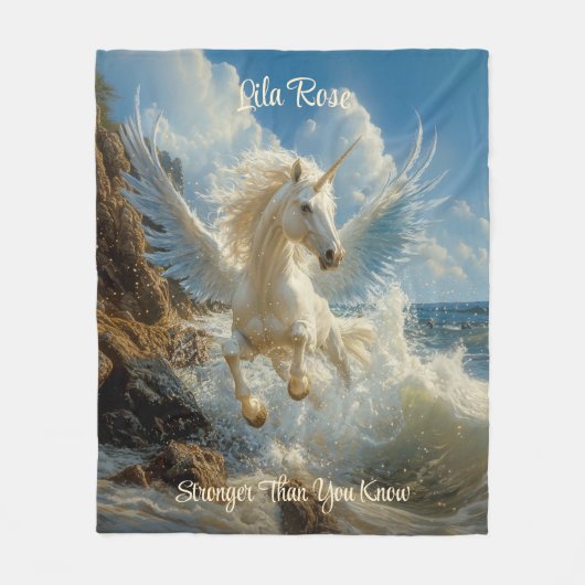 Blauw Gevleugeld Eenhoorn Fantasy Nautische Fantas Fleece Deken (Voorkant)