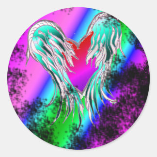 Blauw gevleugelde hart stickers