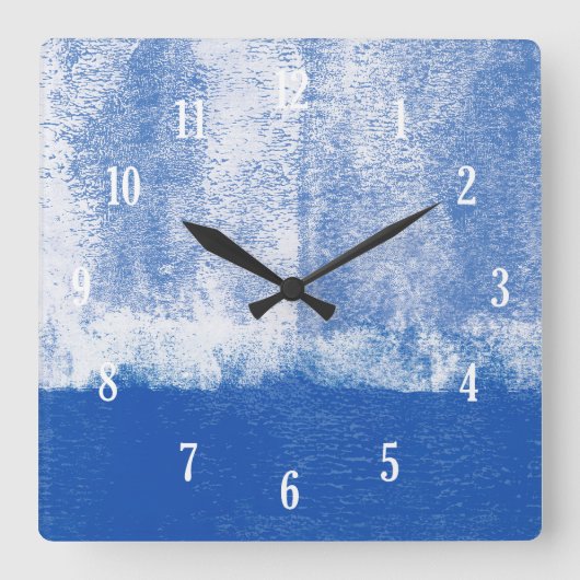 Blauw gewalste verfklok vierkante klok (Voorkant)