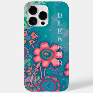 Blauw Gezegende inspiratie Roze Bloemen Case-Mate iPhone 14 Pro Max Hoesje