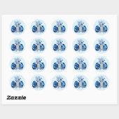 Blauw Gezegende Moeder Maria Bloemen Religieus Kat Ronde Sticker (Vel)