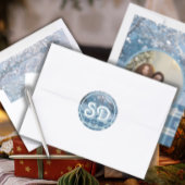 Blauw Gezellig Geplakt Snowy Winter Country Kerstm Ronde Sticker