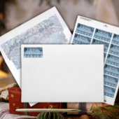 Blauw Gezellig Plaid Winter Adres Label