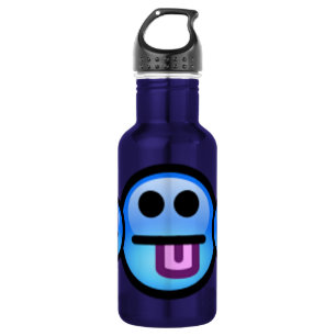 Blauw gezicht met uitgestoken tong Fles