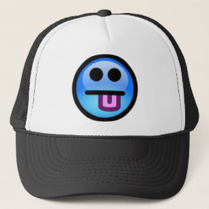 Blauw gezicht met uitgestoken tong. Leuk! Trucker Pet