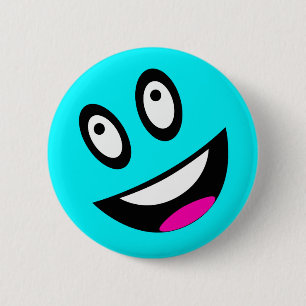 Blauw gezicht ronde button 5,7 cm