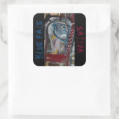 BLAUW GEZICHT SATIVA VIERKANTE STICKER (Tas)