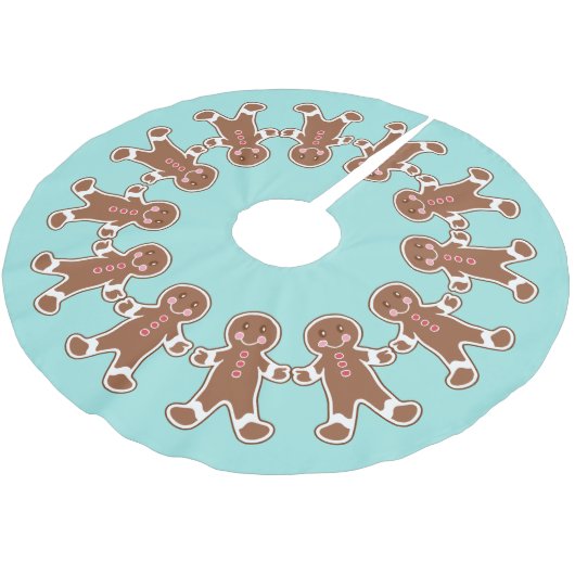 Blauw Gingerbread Schattige Kerstdecoratie Boomrok Kerstboom Rok (Gekanteld)