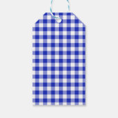 Blauw Gingham & 3 Glitterballonnen Verjaardag Cadeaulabel (Achterkant)