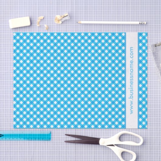Blauw Gingham Aangepaste Tekst Tissuepapier (Craft)