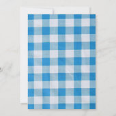 Blauw Gingham Achtertuin Barbecue Verjaardag Kaart (Achterkant)