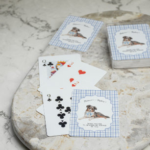 Blauw Gingham   Australische Hond Illustratie Trou Pokerkaarten