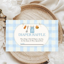 Blauw Gingham Baby-Q Baby Shower Luier Raffle