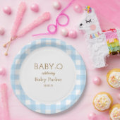 Blauw Gingham Baby-Q Rond Bord 2 (Feest)