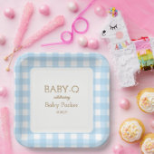 Blauw Gingham Baby-Q Vierkante Bord 2 (Feest)