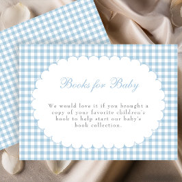 Blauw Gingham Baby Shower Boeken Voor Baby Kaart