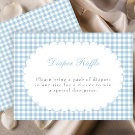 Blauw Gingham Baby Shower Luiers Raffelkaart Informatiekaartje