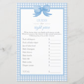 Blauw Gingham Baby Shower Raad de Prijs Spel (Voorkant)