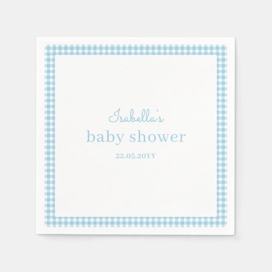 Blauw Gingham Baby Shower Servet (Voorkant)