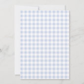 Blauw Gingham Baby Shower Uitnodiging (Achterkant)