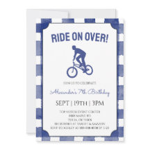 Blauw Gingham BMX-fiets Verjaardagsfeestje